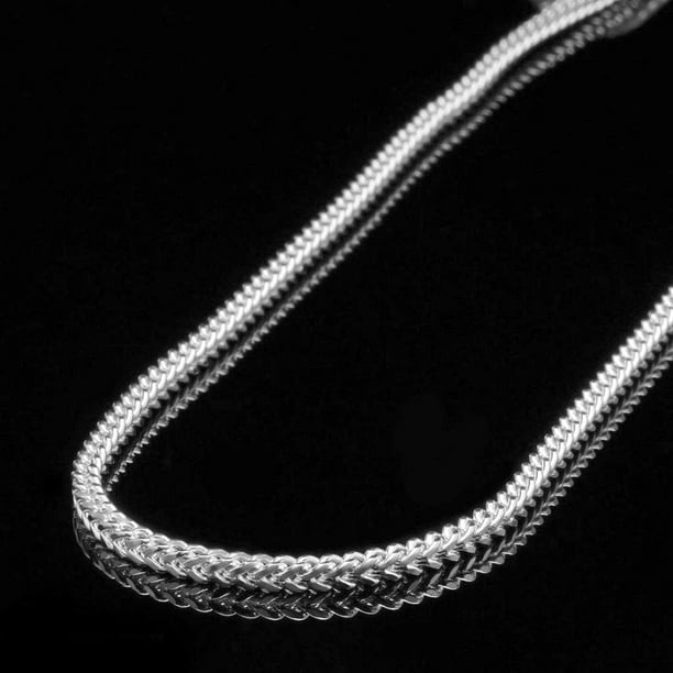 Wjd Exclusives 14K White Gold Hollow 3mm Franco Link Chain Necklace