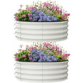 thumbnail image 1 of Lot de 2 Bacs de Jardin Surélevés Galvanisés 3x3x1 Pi Bacs de Plantation Ronds en Métal avec Fond Ouvert Robustes Résistants à la Rouille Bacs de Jardin d'Extérieur pour Légumes Fleurs et Herbes Blanc, 1 of 8