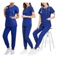 thumbnail image 2 of Medical Nursing Uniform Oral Dentist Surgical Uniform Unisex Medical Scrubs with Pockets, 2 of 10