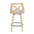 thumbnail image 2 of Charlotte 26" Farmhouse Fixed Height Counter Stool With Swivel In White Washed Wood And Cream Fabric - Set Of 2, 2 of 13