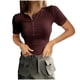 thumbnail image 1 of Karight Women's Summer Tops Short Sleeve Shirts Ribbed Knit Henley Button Up T Shirts Slim Fit Casual Basic Tee, 1 of 6