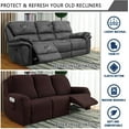 thumbnail image 4 of 8 Piece Stretch Recliner Slipcover Jacquard Recliner Loveseat Covers with Side Pocket Anti-Slip Fitted Couch Furniture Protectors with Elastic Bottom, For 3 Seater, 4 of 7
