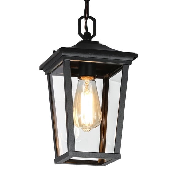 LNC Modern Farmhouse Black Outdoor Pendant Lantern, 1-Light Patio Hanging Lamp