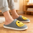 thumbnail image 3 of BERANMEY Cute Smile Face Slippers for Women Perfect Soft Plush Comfy Warm Slip-On Happy Face Slippers fo Women Indoor fluffy Smile House Slippers for Women and Men Non-slip Fuzzy Flat Slides, 3 of 9