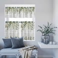 thumbnail image 6 of 3 Piece Kitchen Curtains and Valances Set Green Cafe Curtains 36 Inch Length Eucalyptus Leaves Valance & Tier Curtain for Living Room Bedroom Small Window 54"x18"+27"x36"*2, 6 of 6