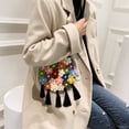 thumbnail image 3 of Bolso tejido a mano con flores para mujer bandolera de algodón Ehuebsd con margaritas de lana estilo Rural con cadena de perlas ganchillo, 3 of 9