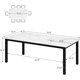 thumbnail image 2 of 70.8-pulgada long dining mesa para 4 - 6 people: grande rectangle wood kitchen mesa con sturdy metal legs y round-cornered blanca marble para moderno industrial dining room, 2 of 7