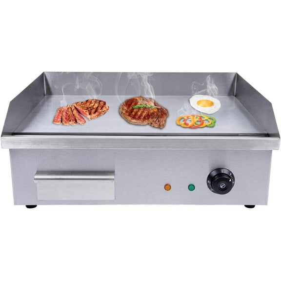 Miumaeov Electric Countertop Griddle 3000W 21.6'' Commercial Heavy Duty Restaurant Tabletop Flat Top Grill Machine Adjustable Temperature Control