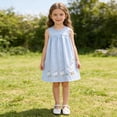 thumbnail image 2 of Eltusu Girls Cotton Dresses, Crewneck Knee Length Cute Sleeveless Summer Clothes Blue Size 6 T, 2 of 8