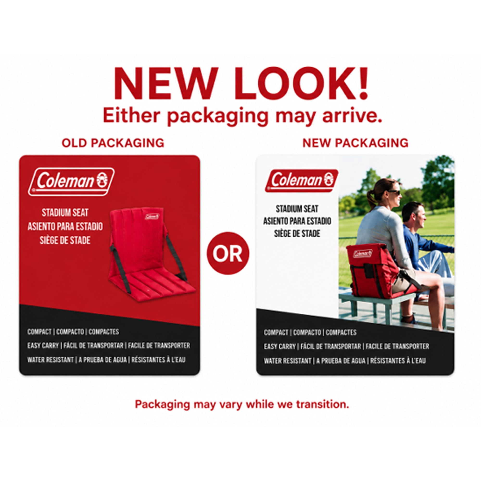 Coleman Portable Stadium Seat Cushion with Backrest, Red
