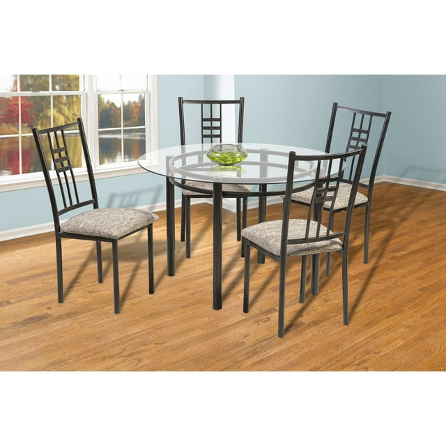 Comedor MOBILKRAFT Andrómeda 4 Sillas Tubular Cristal Modelo Alondra Estilo Contemporáneo Color Chocolate