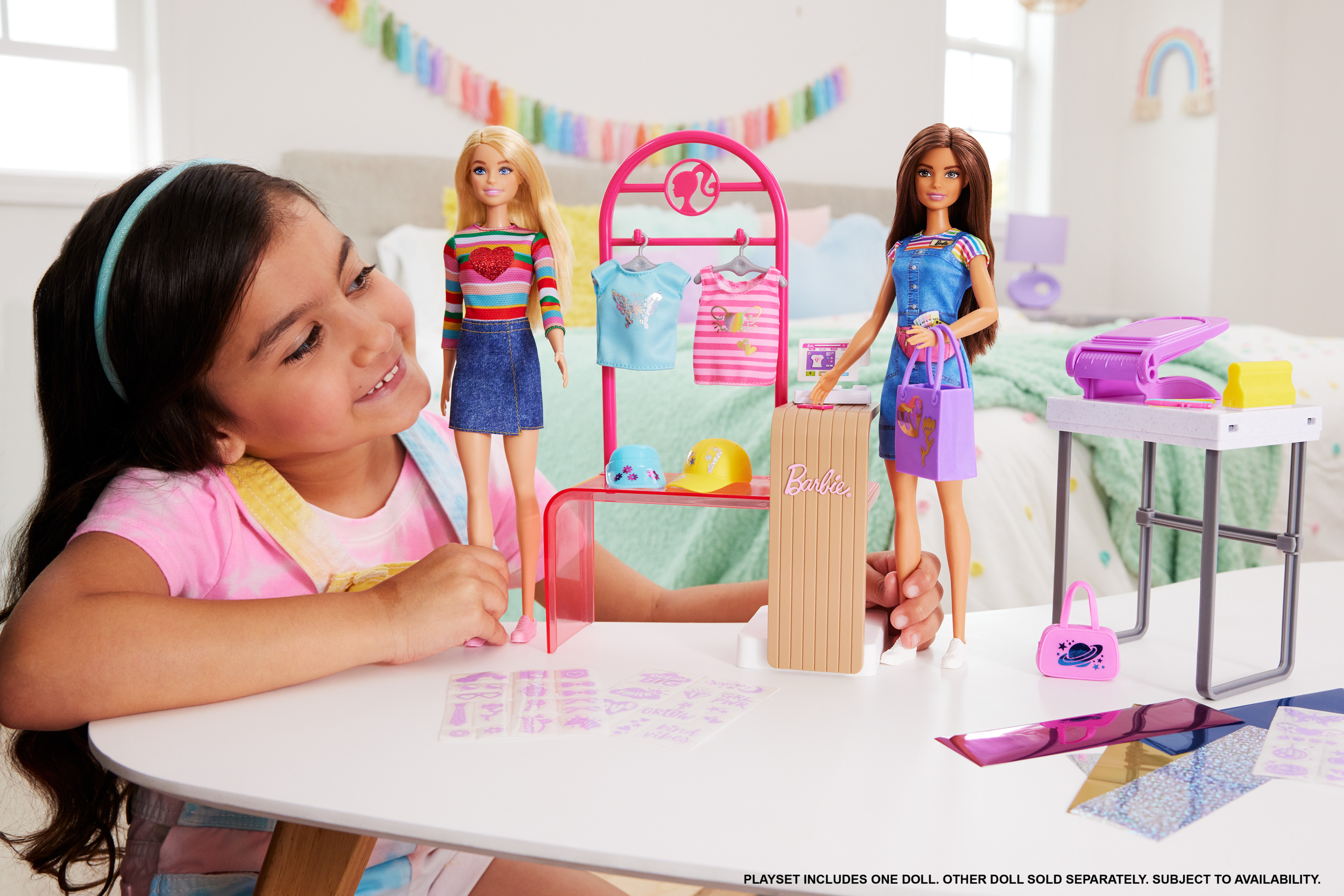 Barbie Make & Sell Boutique Playset with Brunette Doll, Foil Design Tools, Clothes & Accessories - image 3 of 7