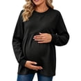 thumbnail image 2 of Maternity Women's Crewneck Sweatshirt Long Sleeve Front Pleated Blouse Fall Pregnancy Workout Loose Fit Top M-3XL, 2 of 6