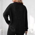 thumbnail image 6 of zaveiop Women Plus Size Casual Knit Sweater Lapel V Neck Solid Color Tops Lightweight Long Sleeve Blouses (Black, 4XL), 6 of 8