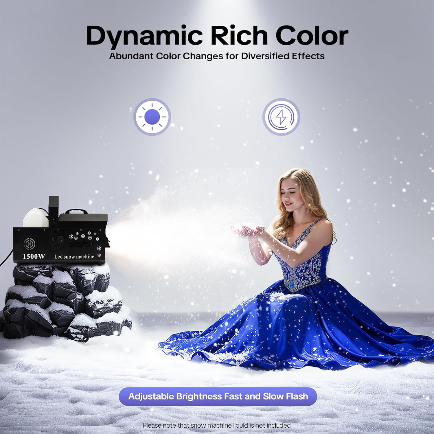 Miumaeov Snowflake Machine 1500W 12 LED DMX Stage Snowflake Machine with Wireless Remote Snow Machine for Parties Stage Wedding Live Concert Dj and Family Gatherings