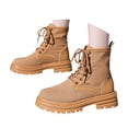 thumbnail image 2 of KELINFONG Women's Chelsea Platform Combat Boots Lace Up Lug Sole Buckle Ankle Booties Shoes, 2 of 7