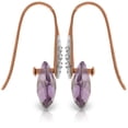 thumbnail image 2 of Galaxy Gold 14K Rose Gold Natural Amethyst and Natural Diamond Dangle Earrings - February Birthstone - Peace & Wisdom - Fine Jewelry for Women, 2 of 4
