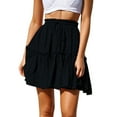 thumbnail image 2 of Kcocoo Fashion Women Casual Solid Ruffles A-Line Pleated Lace up Short SKirt Polyester Black XXL, 2 of 9