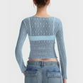 thumbnail image 5 of RYRJJ Womens Sheer Mesh Long Sleeve Cropped Tops Crew Neck See Through Tee Shirts Party Club Night Lace Blouse(Blue,XL), 5 of 6