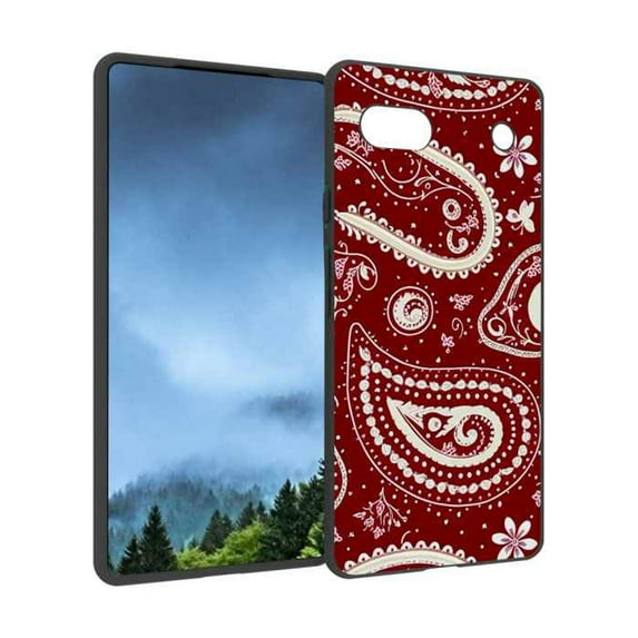 Boho-Cute-Red-White-Paisley-MagSafe-s-Floral-Pretty-Aesthetic-and-max Phone Case, Degined for Google Pixel 6A Case Men Women, Flexible Silicone Shockproof Case for Google Pixel 6A
