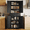 Black-1, variant on Asofer 71" H Farmhouse Pantry Cabinet with LED Lights, Charging Station, Doors & Drawers, Retro