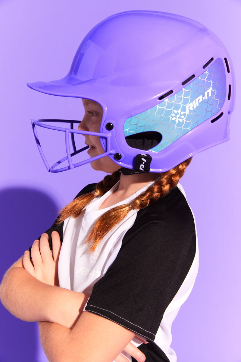 RIP-IT Girls Play Ball T-Ball Softball Batting Helmet - Ombre Mermaid - Lavender