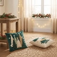 thumbnail image 3 of Sm:)e Beige Green Tree Snowflakes Christmas Throw Pillow Covers 18x18 Inch, Soft Plush Faux Fur 3D Embroidered Decorative Cushion Covers for Sofa Home Decor, 3 of 8
