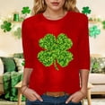 thumbnail image 4 of felwors Womens 3/4 Sleeve St. Patrick's Day T-Shirts Crew Neck Spring Graphic Tee Tops (Red, XXL), 4 of 7