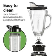 Hamilton Beach PowerBlend Duo Smoothie Blender, 52 oz Glass Jar & 20 oz. Personal Jar, 825W, Stainless Steel Blades, Black