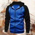 thumbnail image 4 of LIIPEE Men Hoodies Color Block Long Sleeve Drawstring Zip Up Hooded Sweatshirt With Pockets Male Trendy Daily Sweatshirts,Bk5,L, 4 of 5