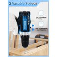 thumbnail image 4 of Cordless Hammer Drill 21V with LED Work Light - Compact 1.5AH Battery, 248 In-lbs, 18+2 Clutch, 2 Speeds, Charger, 25 Accessories Included（Dark Blue）, 4 of 6