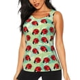 thumbnail image 1 of Fotbe Red Ladybugs And Leaf Blusas Sin Mangas para Mujer – Estilo Casual, Corte Suelto, Slim-Fit, Cuello Redondo Deportivo, Tops de Verano para Gimnasio y Yoga-XX-Large, 1 of 7