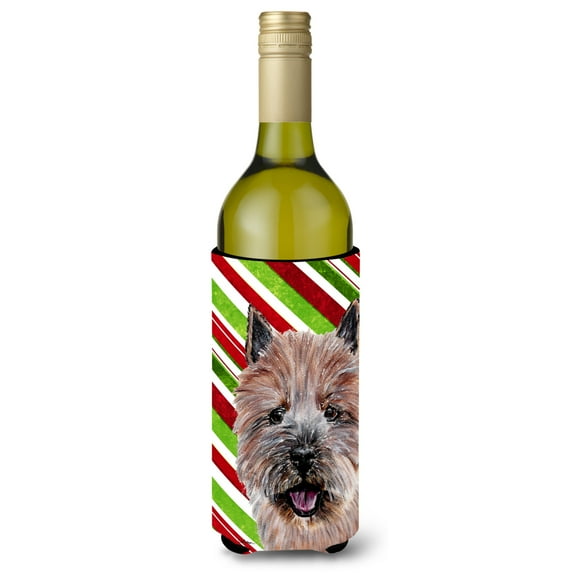 Norwich Terrier Candy Cane Christmas Wine Bottle Hugger