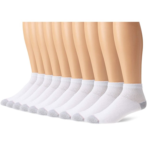 Hanes Men's Ultimate Cushion Ankle Socks 10Pack White Shoe Size 612