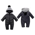 thumbnail image 2 of Baby Down Jacket Snow Zipped Jumpsuit Pompom Hooded Newborn Boys Girls Snowsuit, 2 of 8
