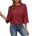 thumbnail image 6 of Posijego Womens 3/4 Sleeve Shirts Athletic Workout T-Shirts Backless Summer Casual Running Yoga Active Tees for Women, 6 of 9