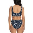 thumbnail image 3 of Kdxio Cherry Blossoms on Navy Background Print Women's 2 Piece High Waisted Wrap Spaghetti Strap Summer Swimsuit Bikini Set-Large, 3 of 7