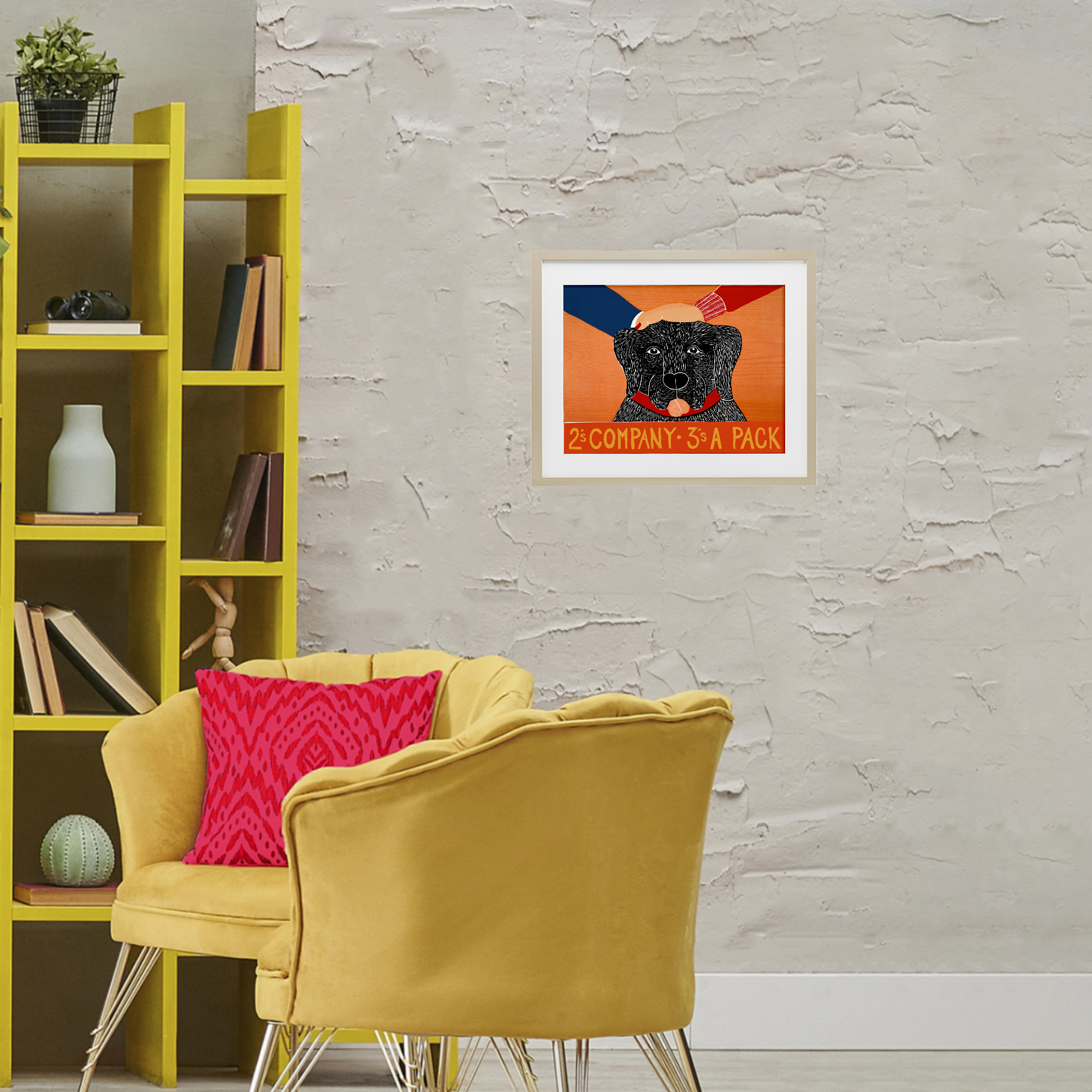 2's Company Dog Birch Framed Print Under Glass, design by Stephen Huneck