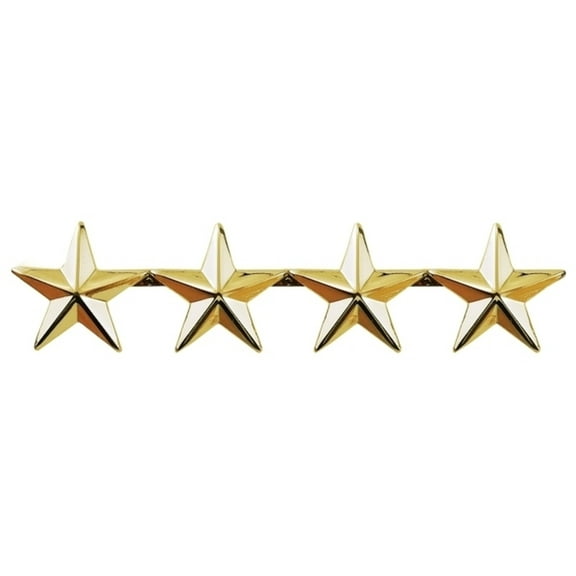Hero's Pride Rank Insignia, Four 1" Stars, 2 Posts & Clutch Backs, Pair, Gold