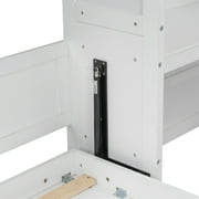 Euroco Wood Queen Size Murphy Bed with Storage Cabinets and Shelves, Wall Bed with Desk, White