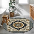thumbnail image 3 of Round Rugs 3Ft, Orange Blue Boho Round Area Rug Washable Indoor Throw Carpet, Vintage Southwestern Geometric Ethnic Small Non Slip Circle Rug for Bedroom Living Room Home Decor Aesthetic, 3 of 8