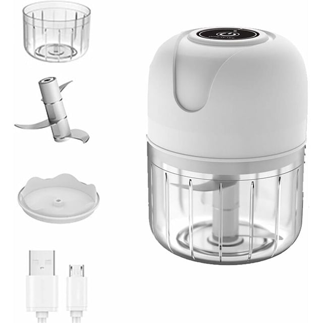 Mini picadora de ajo eléctrica, procesador de alimentos portátil inalámbrico, licuadora de 250 ml, mini picadora de ajo para ajo, verduras, frutas, cebollas, carne, ensaladas, comida para bebés, condi