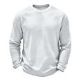 thumbnail image 3 of Oazcsf Long Sleeve Waffle Shirt for Men Thermal Crew Neck Undershirt Lightweight Casual Pullover Sweater Winter Fall Big and Tall Men's Top, 3 of 5