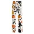 thumbnail image 5 of Halloween Pajama Pants for Women, Spooky Ghost & Pumpkin Graphic Lounge Bottoms with Adjustable Drawstring Waist, Soft Relaxed Fit Sleep Trousers, 1 Pair White S, 5 of 5
