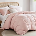 thumbnail image 2 of Hyde Lane Linen Blend Duvet Cover Set King Size, Luxury French Flax Linen Cotton Blend Bedding Set, Natural and Organic, Soft and Breathable, with 2 Pillow Shams, 104"x90", Blush Pink, 2 of 14