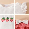 thumbnail image 4 of Newborn Girl Outfits Baby Newborn Girls 3D Floral Design Flutter Sleeve Romper with Ruffle Trim Triangle Shorts Footies 3 Piece Set Baby Outfits Watermelon Red 12 Months-18 Months, 4 of 7