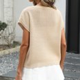 thumbnail image 6 of Stichou Women's Sweater Vest Spring Summer Cap Sleeve Crew Neck Casual Loose Knit Business Tops Western Vacation Outfits Beige S, 6 of 6