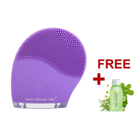 - Swiss-Ultimate Labs Sonic Perfect Curve Silicone Face Cleanser Brush, 3-in-1 Deep Face Cleaner & Invigorating Massage, 14 Modes, USB Charging & Waterproof w/ Bonus Herbal Face Wash Sample (Purple)