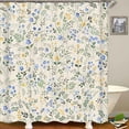 thumbnail image 3 of 4PCS Wildflower Botanical Shower Curtain Sets with Rugs, Minimalist Shower Curtain, Waterproof Fabric Blue and White Shower Curtain, Nature Fern Plant Boho Aesthetic Modern Bathroom Decor, 3 of 7