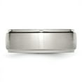 thumbnail image 2 of Auriga Fine Jewelry Stainless Steel Polished with Brushed Center 8 mm Ridged Edge Band for Women Size 9.5, 2 of 7